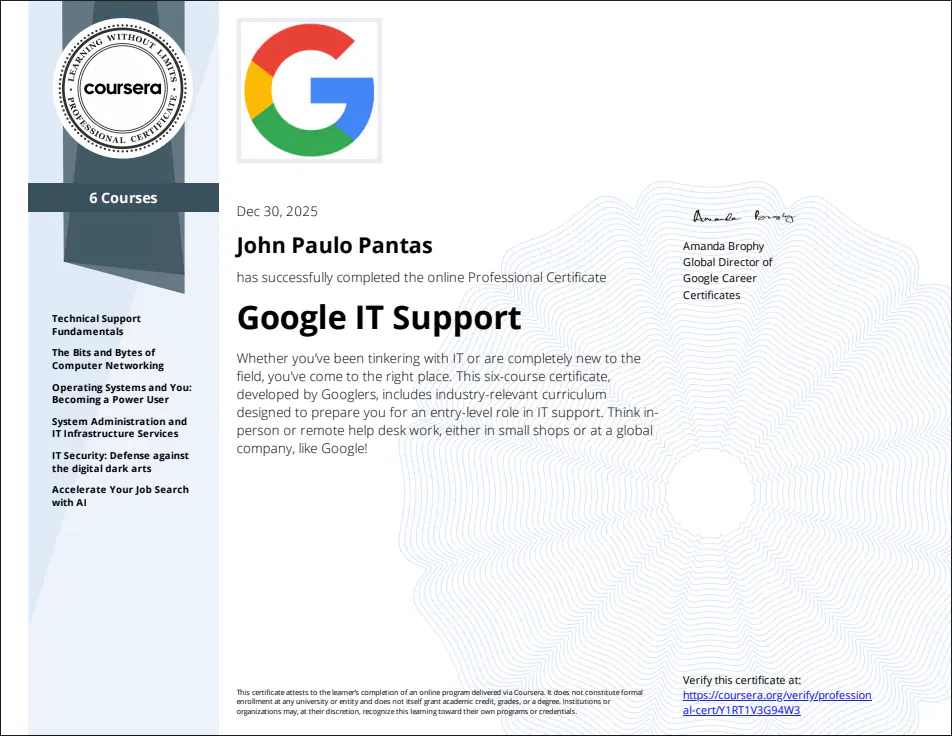 Google IT Support achievement cover