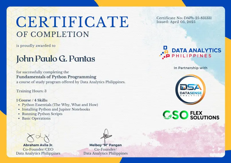 Fundamentals of Python Programming achievement cover