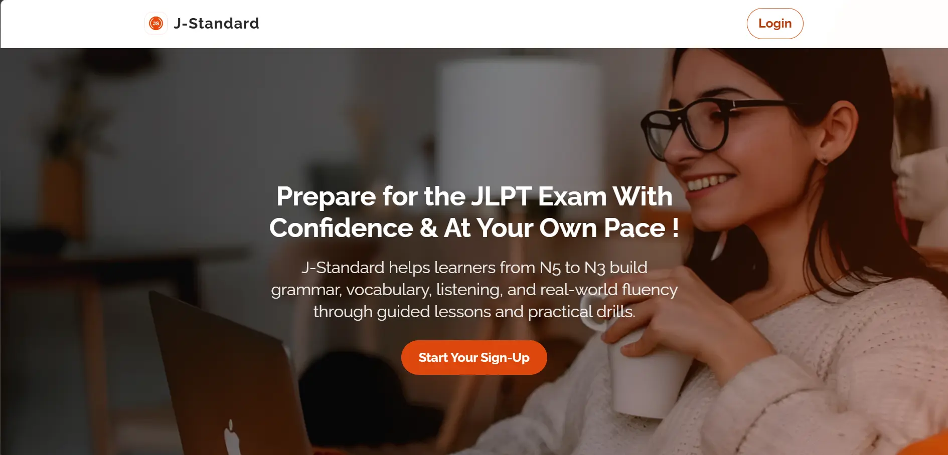 J-Standard Landing Page interface preview