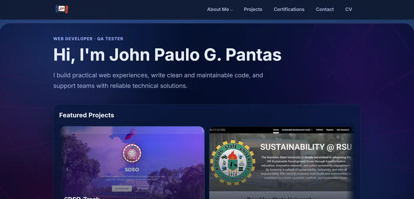 Portfolio Website interface preview
